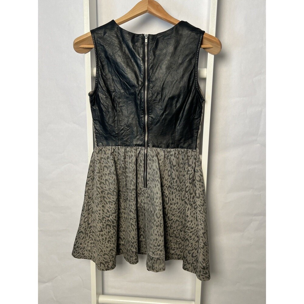 Charley 5.0 V-Neck Mini Dress Juniors XS Sleeveless Vegan Leather Upper Back - Picture 7 of 16